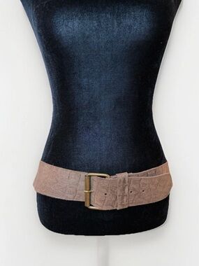 Vntg Brown Leather Wide Statement Belt Huftgold Echt Leder Wmns L Texture Slouch